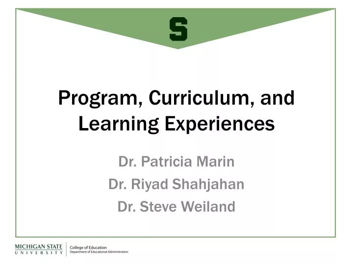 program curriculum and learning experiences
