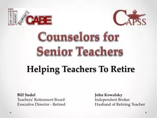 Counselors for Senior Teachers