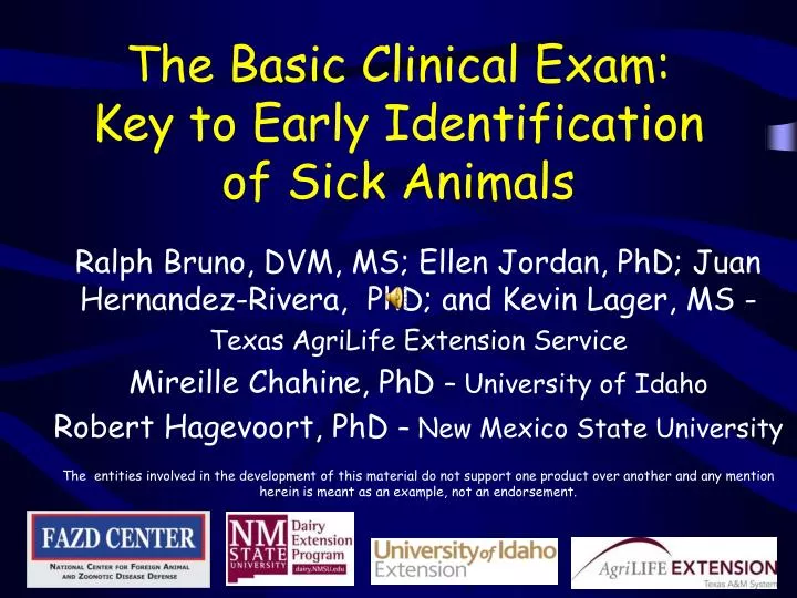 the basic clinical exam key to early identification of sick animals