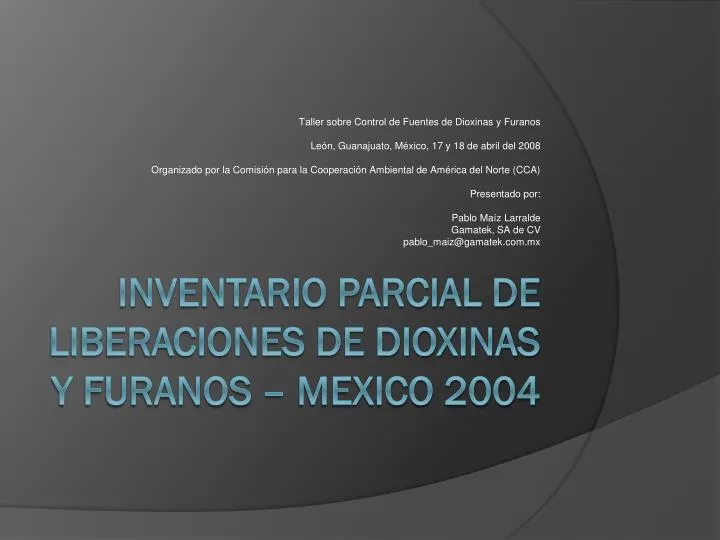 inventario parcial de liberaciones de dioxinas y furanos mexico 2004