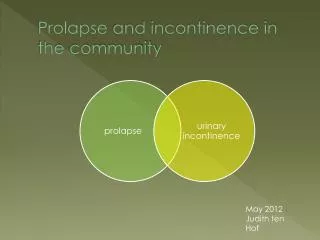 Prolapse and incontinence in the community