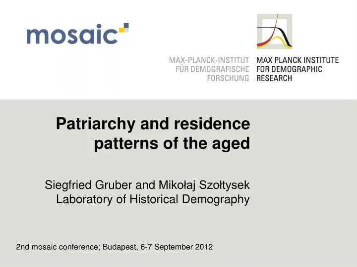 patriarchy and residence patterns of the aged