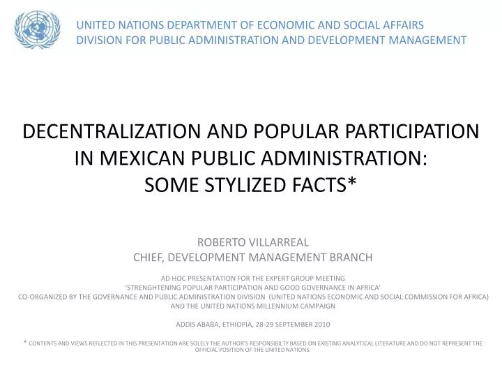 decentralization and popular participation in mexican public administration some stylized facts