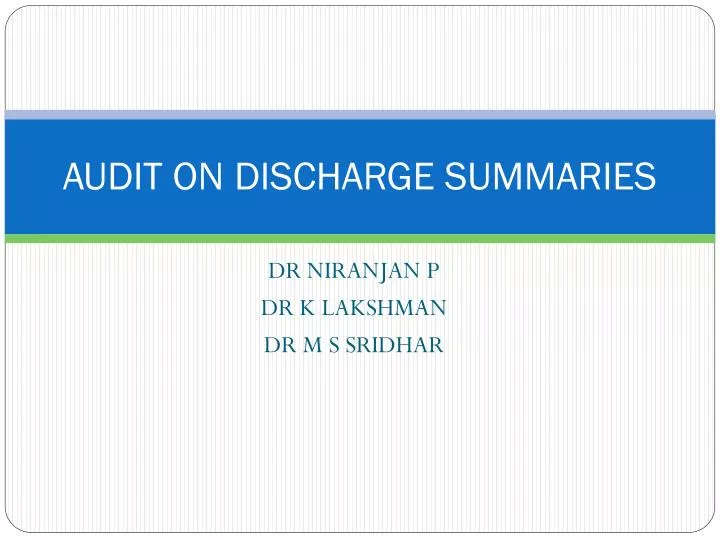 audit on discharge summaries