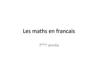 Les maths en francais
