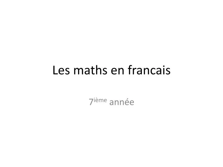 les maths en francais
