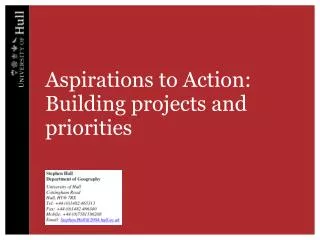 Aspirations to Action: Building projects and priorities