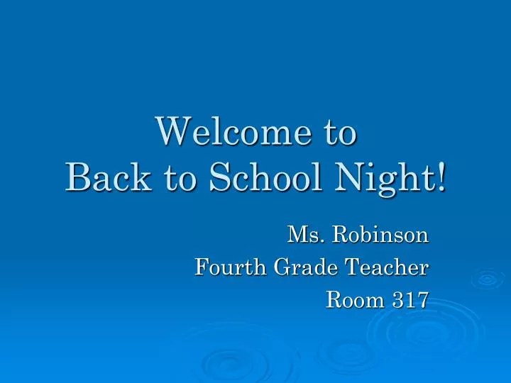 welcome to back to school night