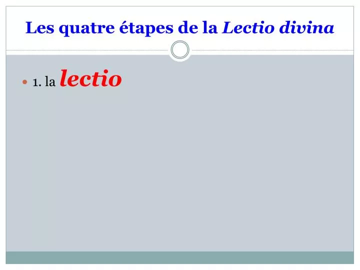 les quatre tapes de la lectio divina