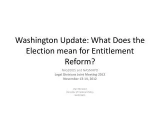 Washington Update: What Does the Election mean for Entitlement Reform?