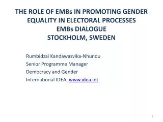Rumbidzai Kandawasvika-Nhundu Senior Programme Manager Democracy and Gender