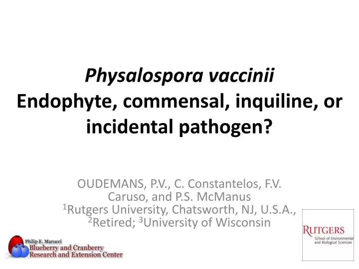physalospora vaccinii endophyte commensal inquiline or incidental pathogen
