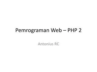 Pemrograman Web – PHP 2