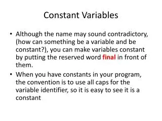 Constant Variables