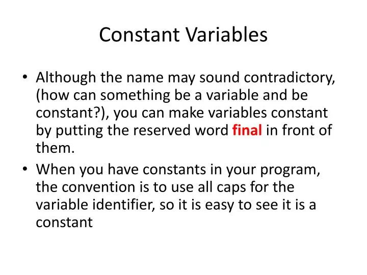 constant variables