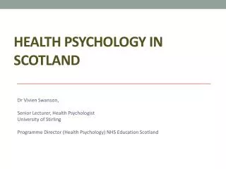 Health Psychology in Scotland