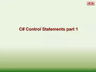 C# Control Statements part 1