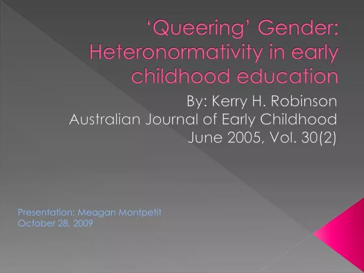 queering gender heteronormativity in early childhood education