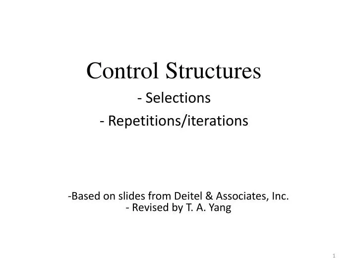 control structures selections repetitions iterations