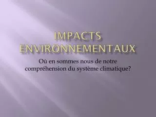 impacts environnementaux