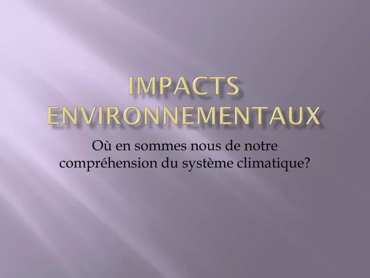 impacts environnementaux