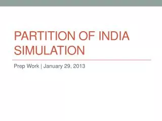 Partition of India Simulation