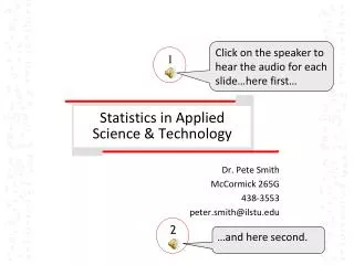 Statistics in Applied Science &amp; Technology