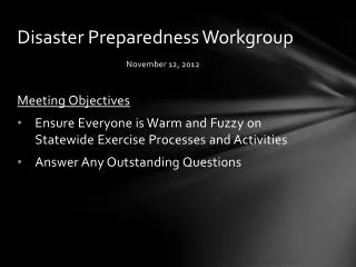 Disaster Preparedness Workgroup