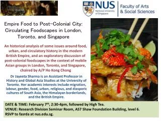 Empire Food to Post-Colonial City: Circulating Foodscapes in London, Toronto, and Singapore