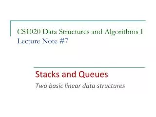 CS1020 Data Structures and Algorithms I Lecture Note #7