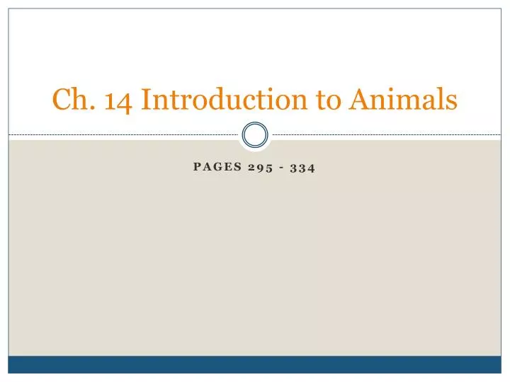 ch 14 introduction to animals