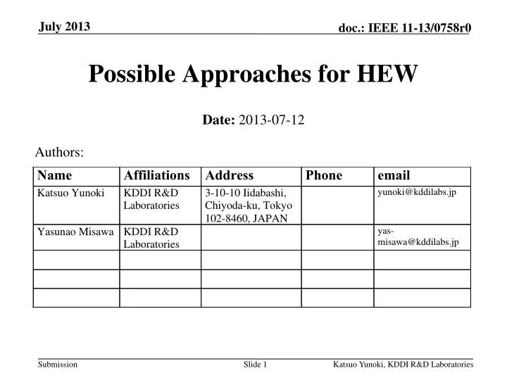 possible approaches for hew