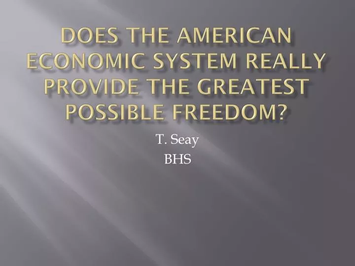 does the american economic system really provide the greatest possible freedom