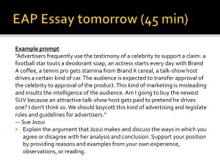 EAP Essay tomorrow (45 min)