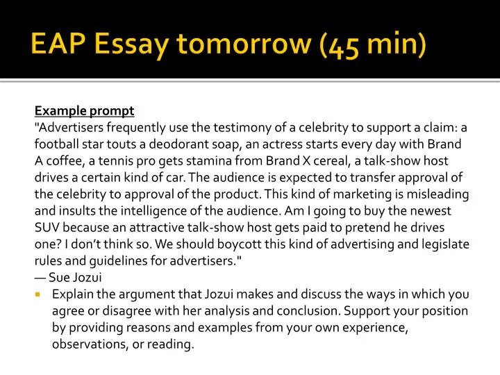 eap essay tomorrow 45 min