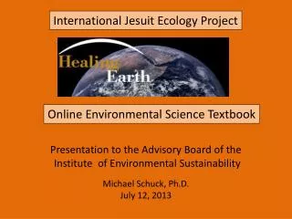 Presentation to the Advisory Board of the Institute of Environmental Sustainability
