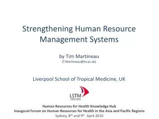 Strengthening Human Resource Management Systems