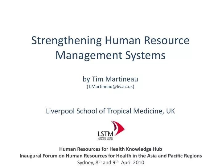 strengthening human resource management systems