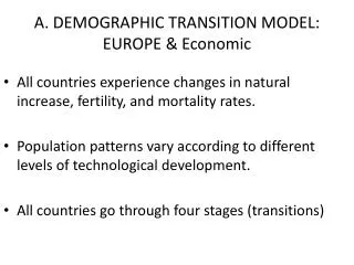 A. DEMOGRAPHIC TRANSITION MODEL: EUROPE &amp; Economic