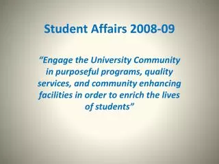 Student Affairs 2008-09