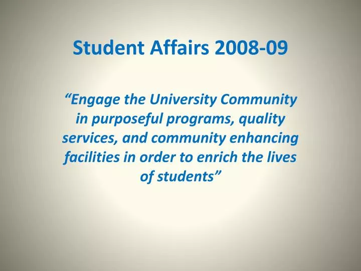 student affairs 2008 09