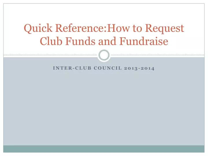 quick reference how to request club funds and fundraise