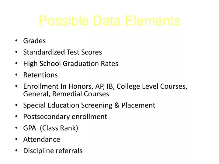 possible data elements