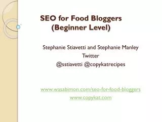 SEO for Food Bloggers ( Beginner Level)