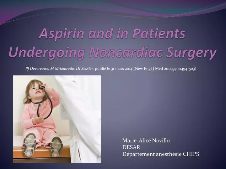 aspirin and in patients undergoing noncardiac surgery