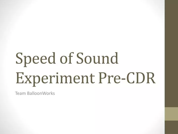 speed of sound experiment pre cdr