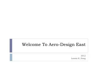 Welcome To Aero-Design East