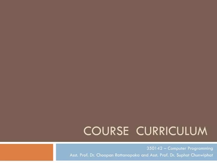 course curriculum