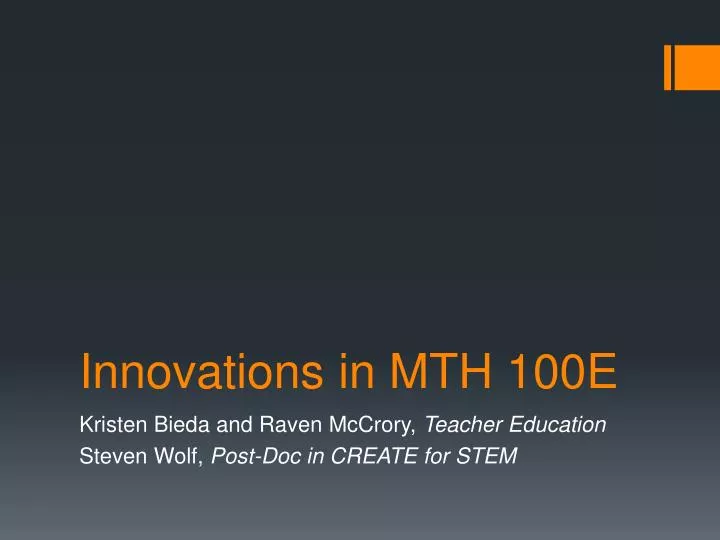 innovations in mth 100e