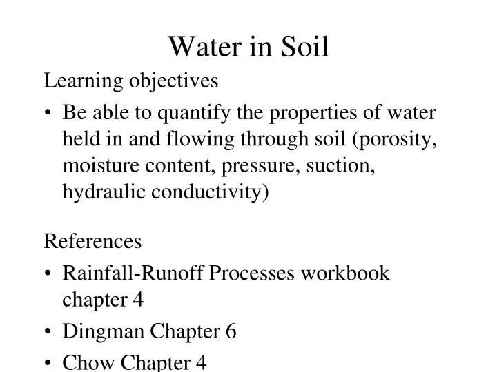 water in soil